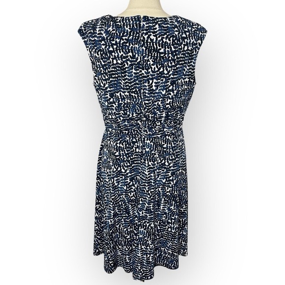 JONES NEW YORK Sleeveless Fit & Flare Navy Blue Print Dress, Size‎ 16 - Picture 4 of 8